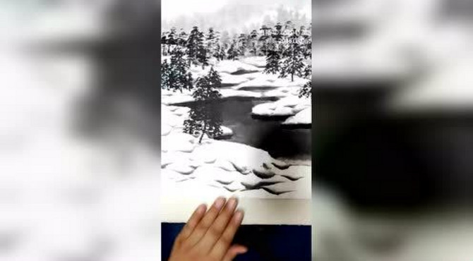 赵春秋冰雪画技法之塔松