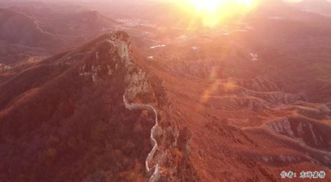 航拍司马台长城，明代长城比较陡峭