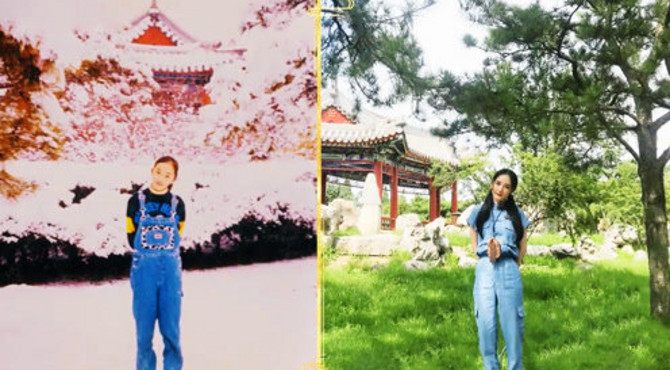 杨幂《遇见天坛》寻儿时回忆，重回扇面亭拍摄童年同款歪头照！