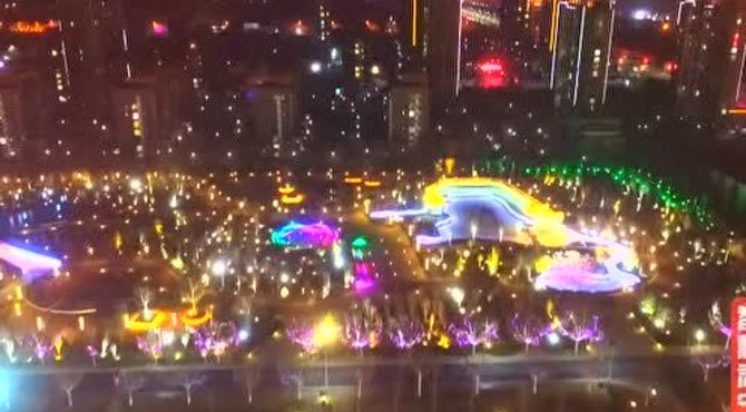 航拍肃宁夜景