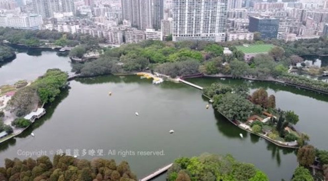 航拍广州流花湖公园，交通便利，风景秀丽，春节游玩打卡的好地方