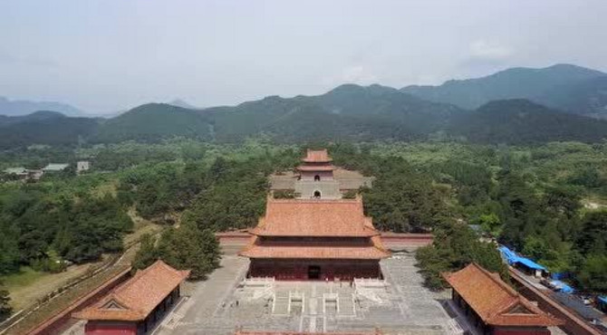 航拍清东陵旅游风景区