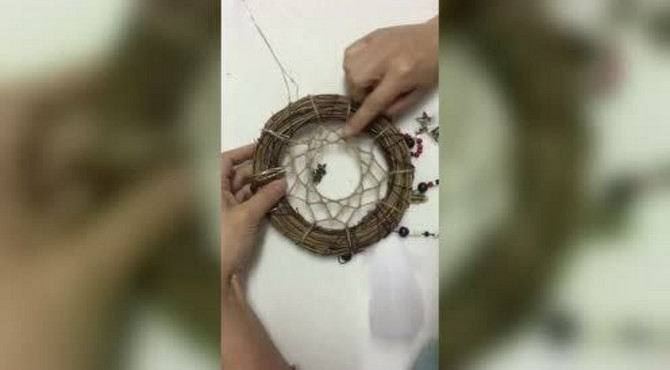 藤圈捕梦网灯带绕法