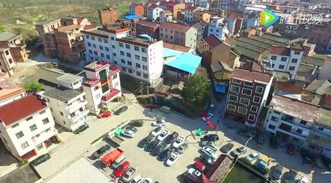 航拍石盆村 高空风景