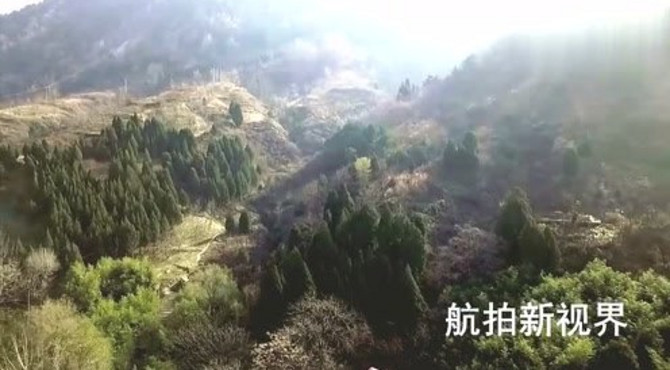 航拍陕西悟真寺风景区，密林深处的灵谷公园