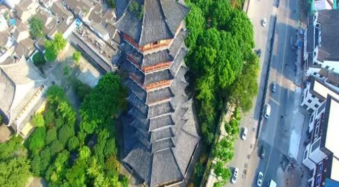 吴地塔影航拍北寺塔