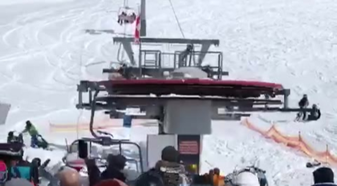 俄罗斯滑雪缆车突然失控把人甩飞!画面太惨烈了